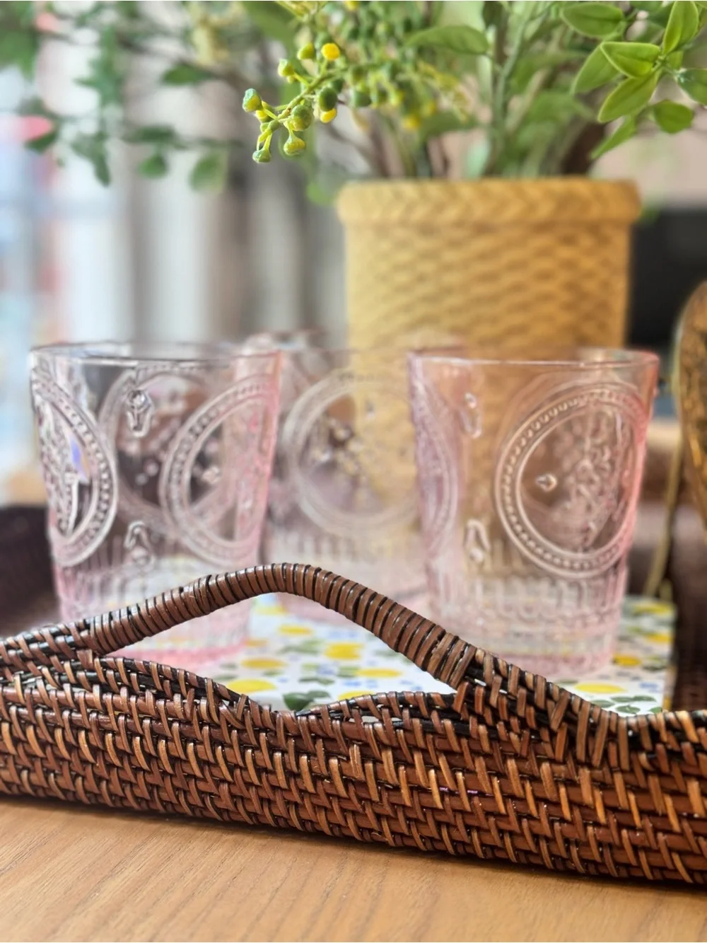 Romantic Pink Blush Glass Tumblers, Set of 3